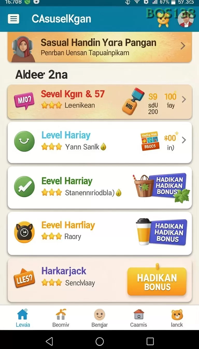 Cuplikan layar PROMO — menu navigasi